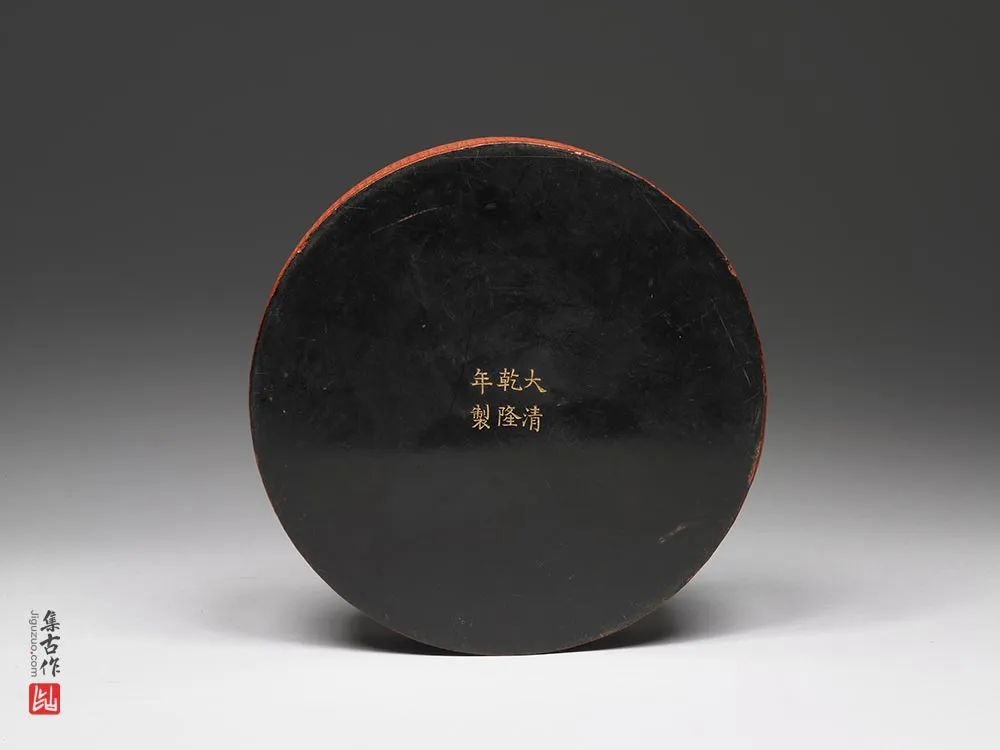 清代剔红放鹤宝盒-(5)