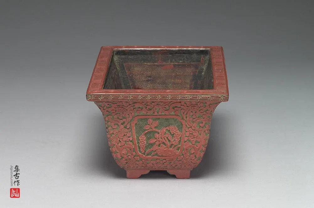 清代“剔彩长方形花盆”漆器-(3)