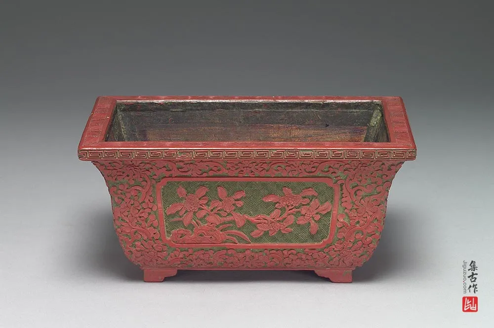清代“剔彩长方形花盆”漆器-(2)