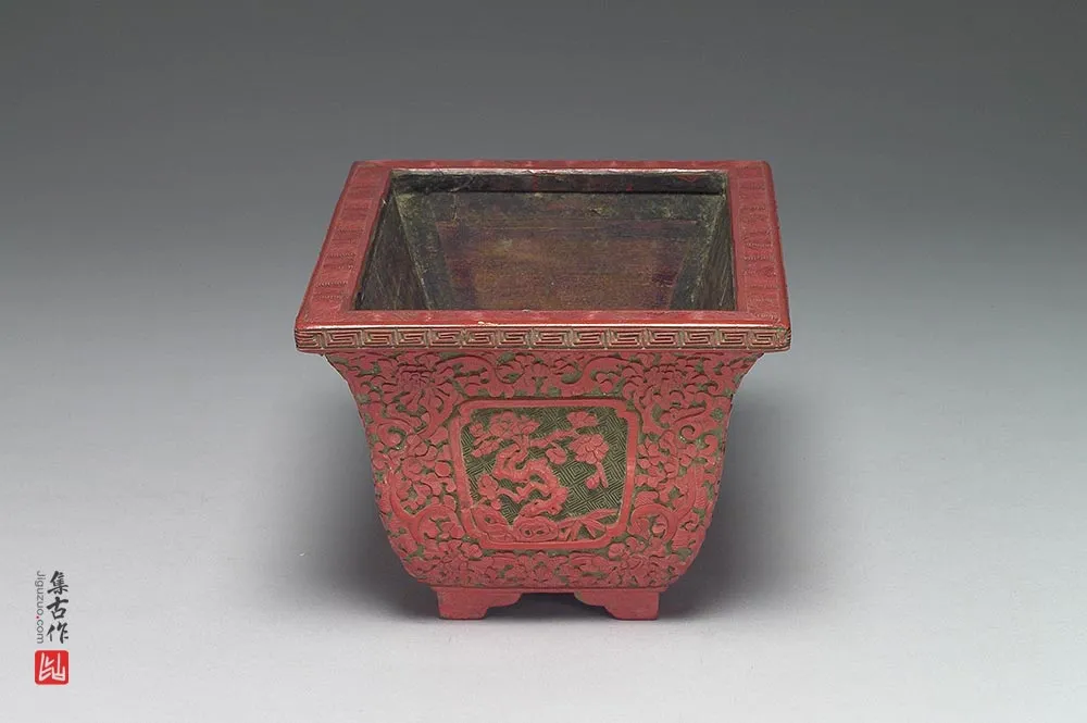 清代“剔彩长方形花盆”漆器-(4)