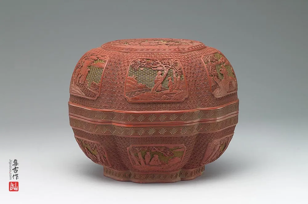 清代乾隆剔彩集仙宝盒-(1)