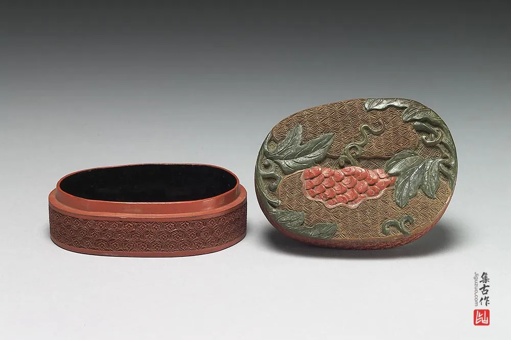 清代“剔彩苦瓜椭圆盒”漆器-(2)