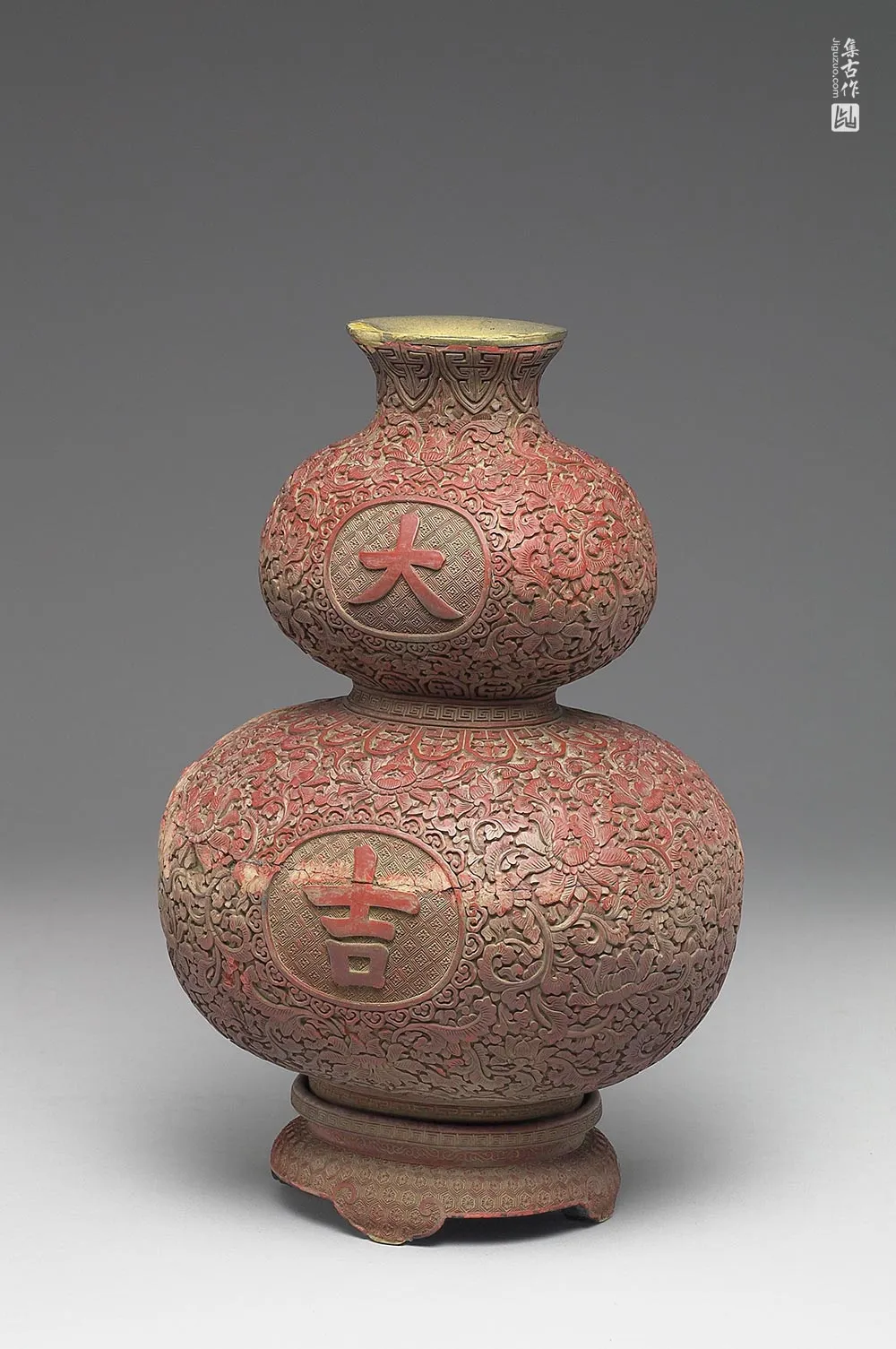 清代“剔红大吉葫芦瓶”漆器-(2)