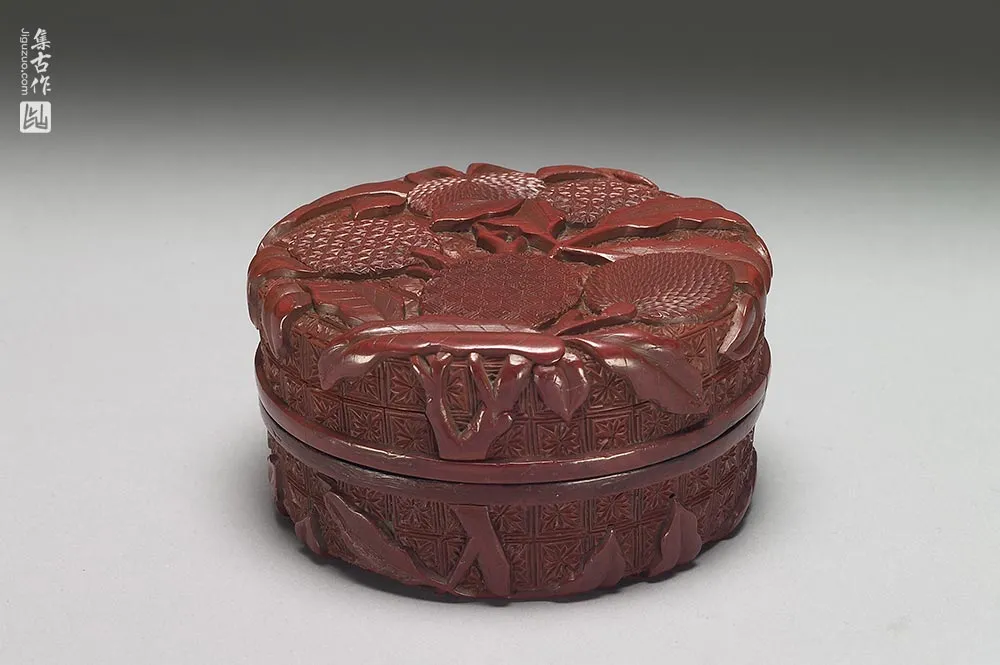 清代“剔红荔枝圆盒”漆器-(1)