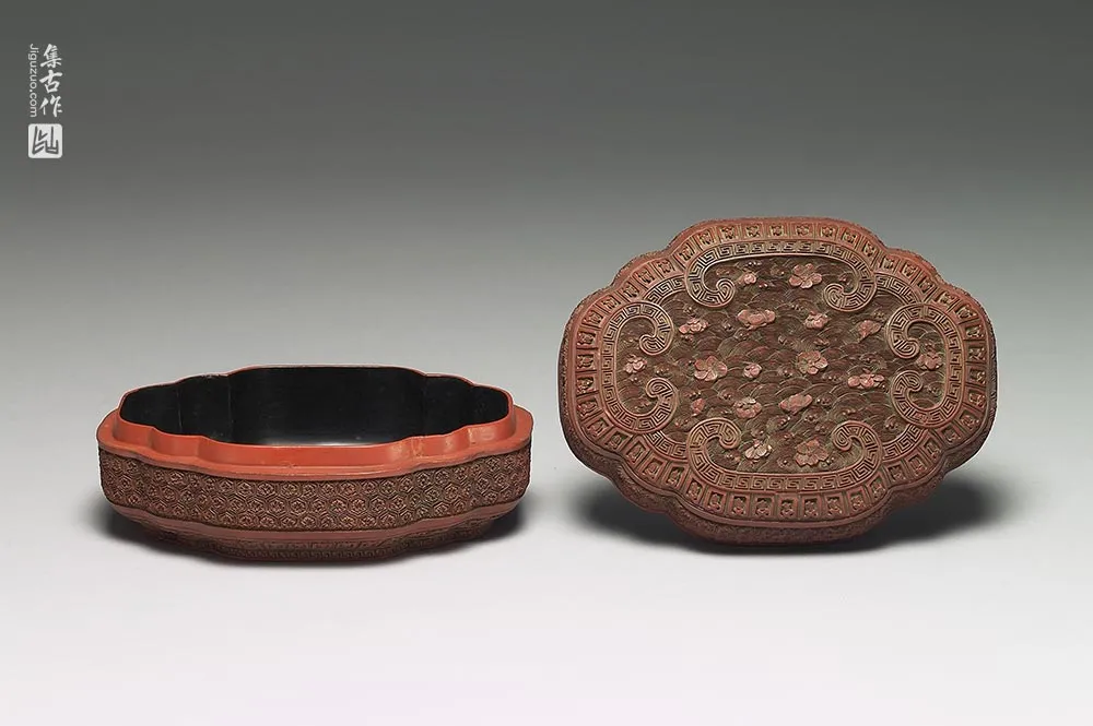 清代“剔红飞花云头式盒”漆器-(3)