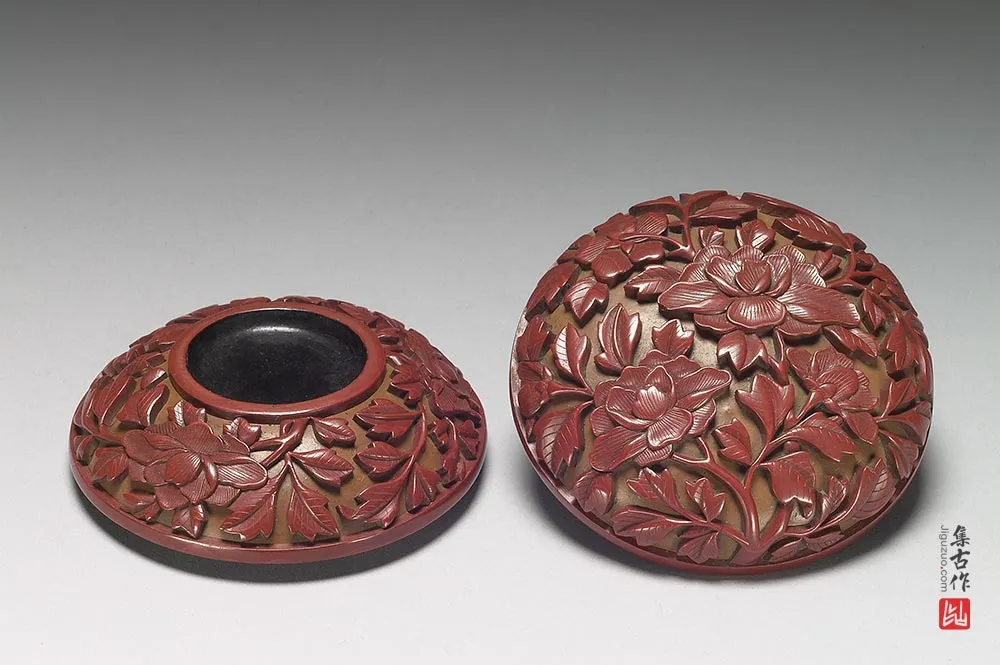 清代“剔红牡丹圆盒”漆器-(3)