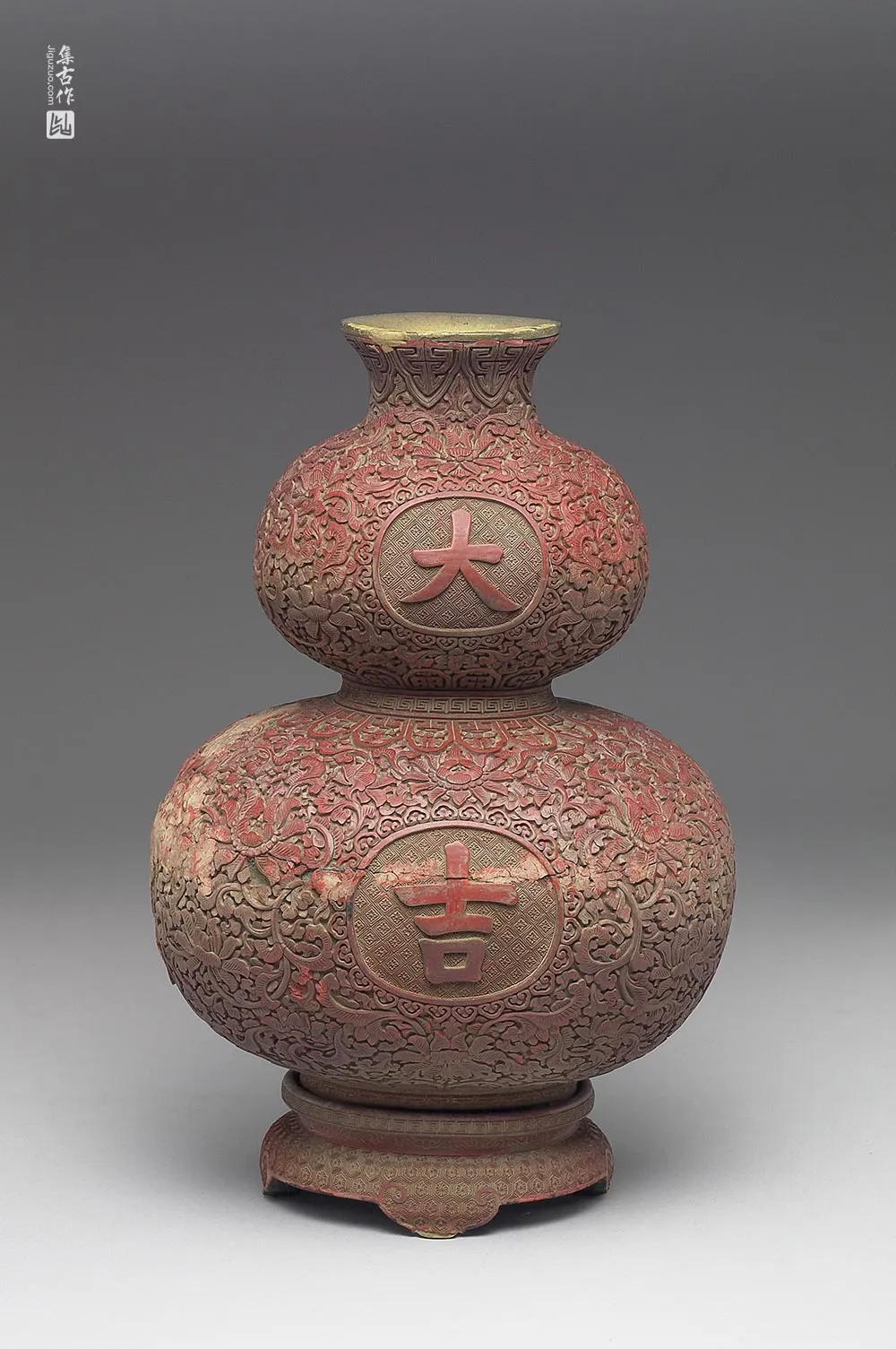 清代“剔红大吉葫芦瓶”漆器-(1)