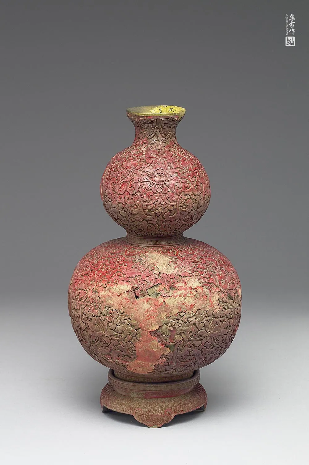 清代“剔红大吉葫芦瓶”漆器-(5)