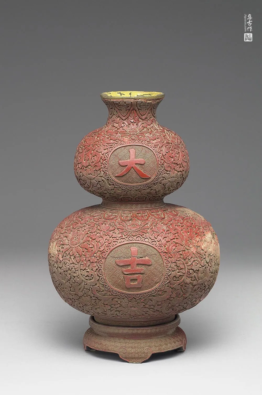 清代“剔红大吉葫芦瓶”漆器-(4)