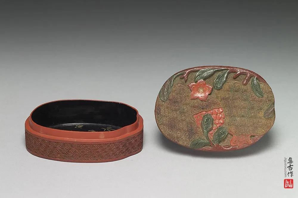 清代“剔彩折枝石榴盒”漆器-(3)