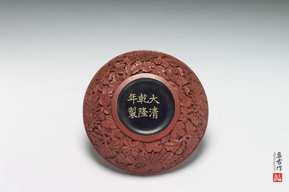 清代乾隆剔红菊花益寿圆盒-(4)