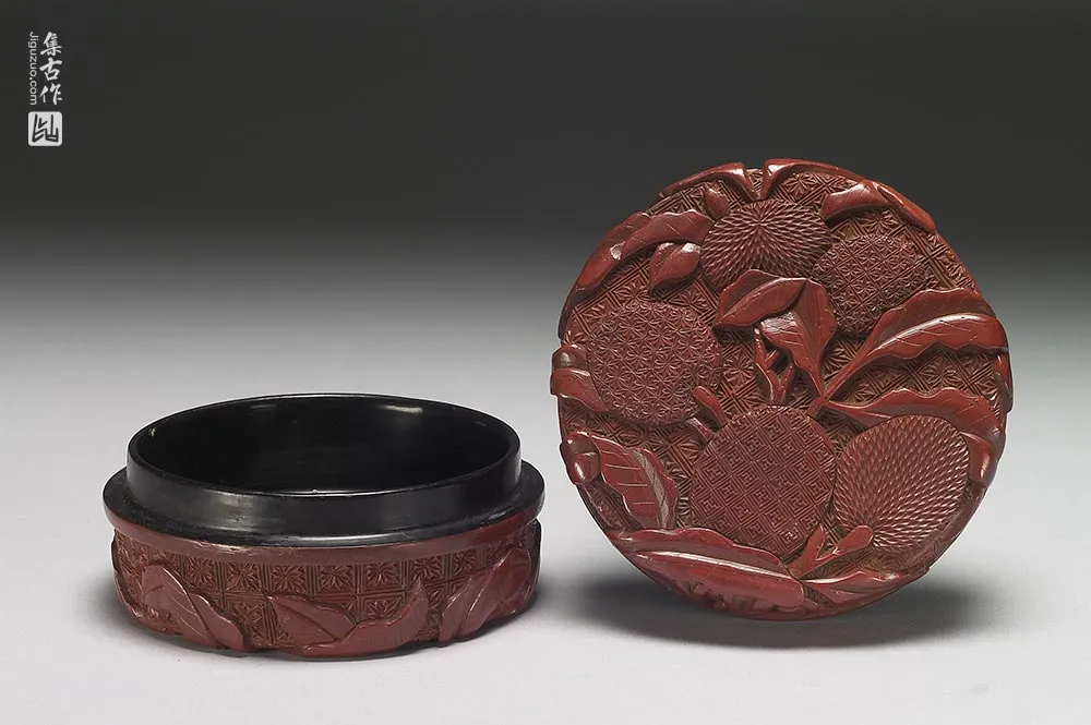 清代“剔红荔枝圆盒”漆器-(3)