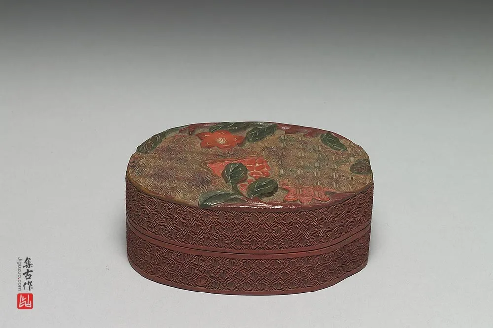 清代“剔彩折枝石榴盒”漆器-(1)