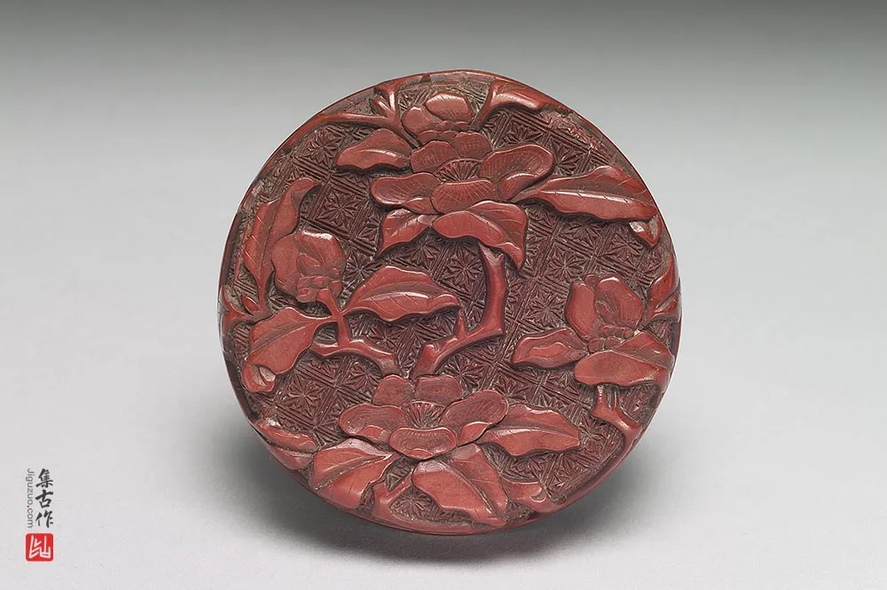 明代剔红禄位高升人物圆盒-(5)