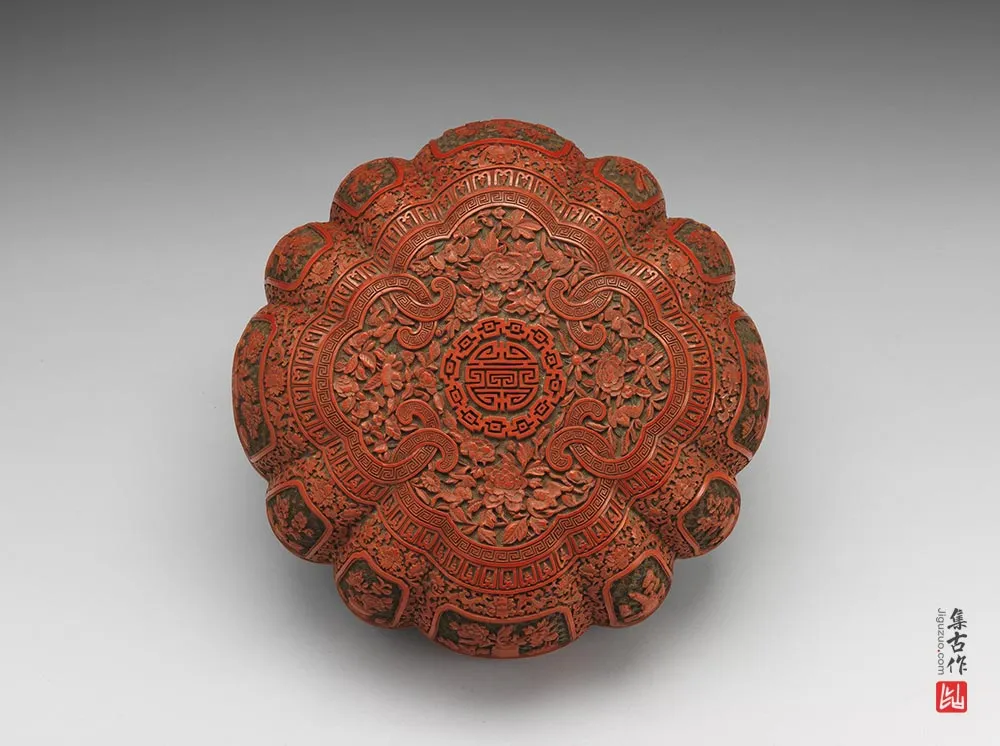 清代乾隆剔彩博古花卉盒-(8)