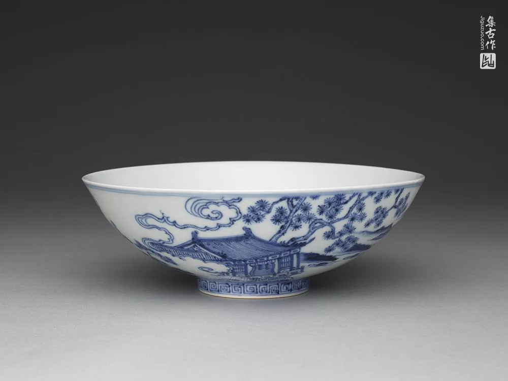 明代“青花山水仙人图碗”陶瓷器-(2)