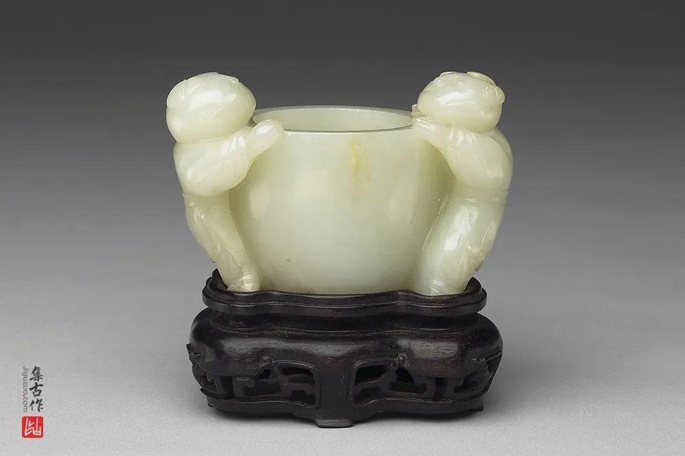 清代“玉童子形耳盂”玉器-(1)