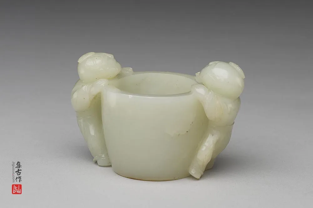清代“玉童子形耳盂”玉器-(3)