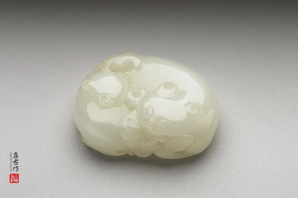 清代“玉双猫”玉器-(1)