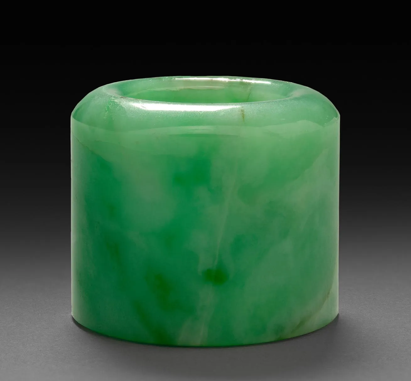 清代晚期和田玉青白玉扳指-(2)