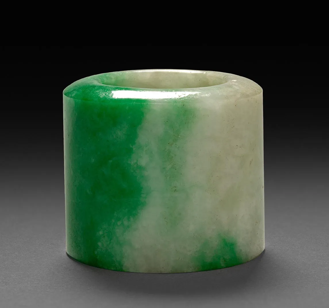 清晚期青白玉扳指-(2)