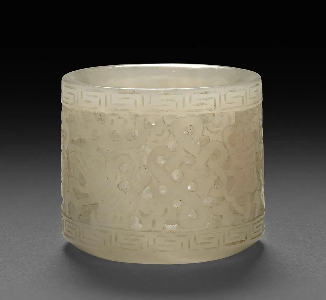 清代白玉镂空雕刻扳指-(3)