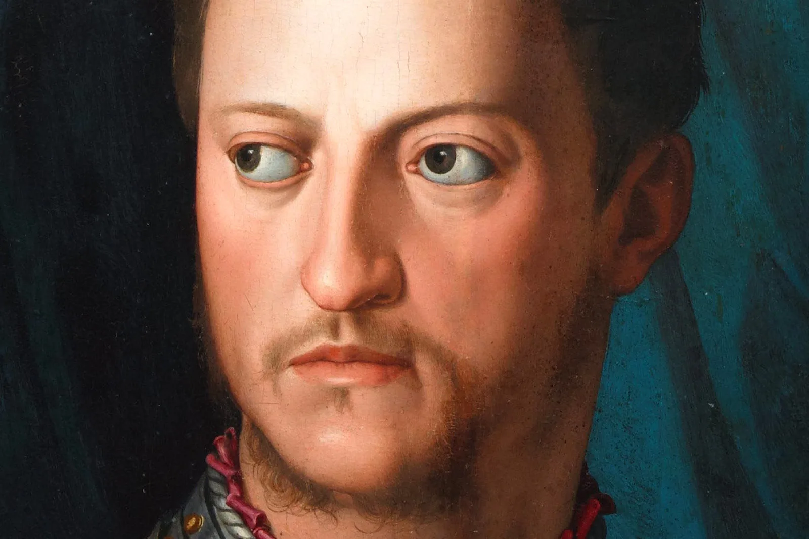 布龙齐诺肖像画作品《身着盔甲的科西莫一世·德·美第奇肖像》局部 (1)