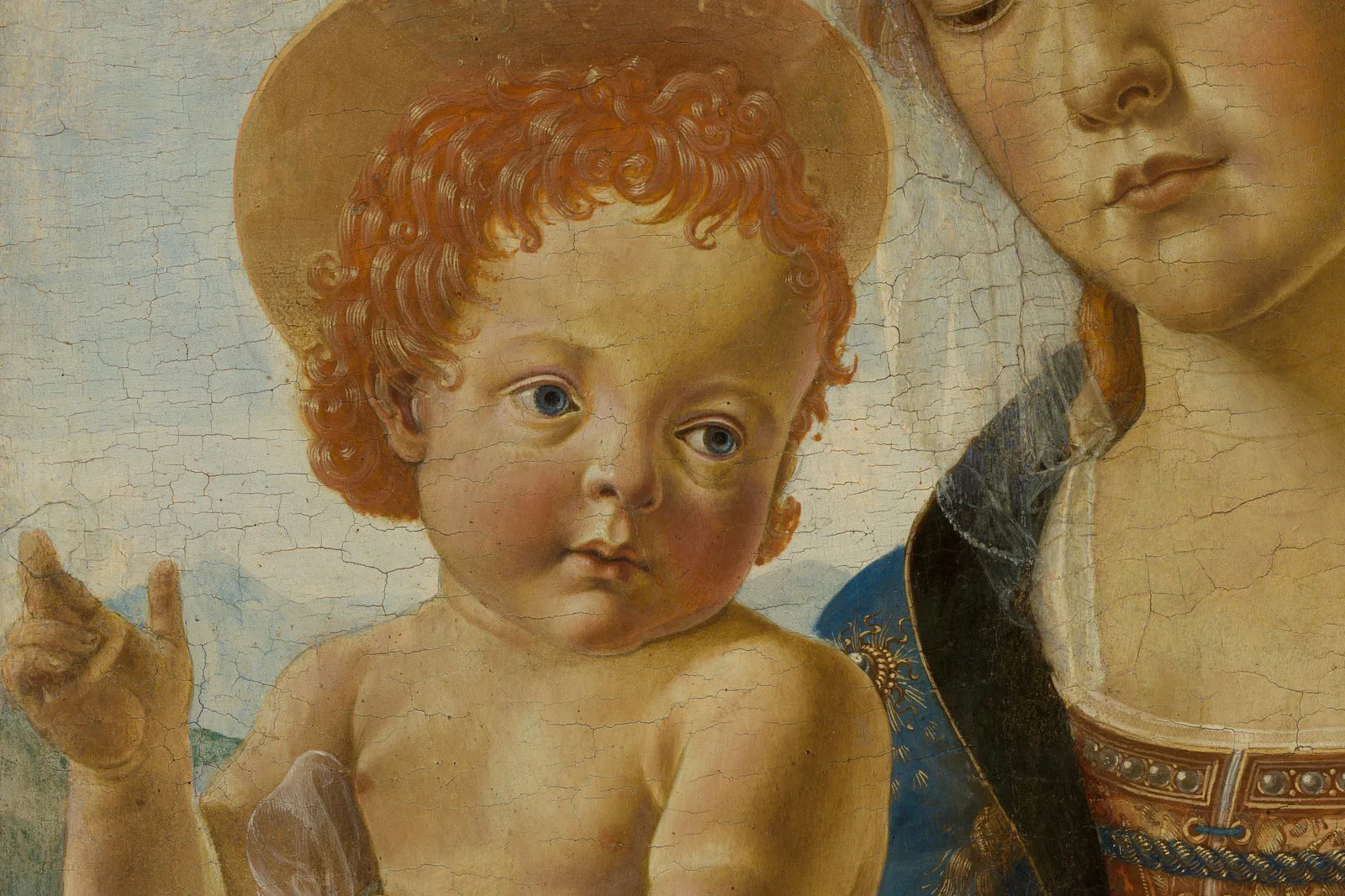 韦罗基奥工作室蛋彩画《圣母子》局部 (2)