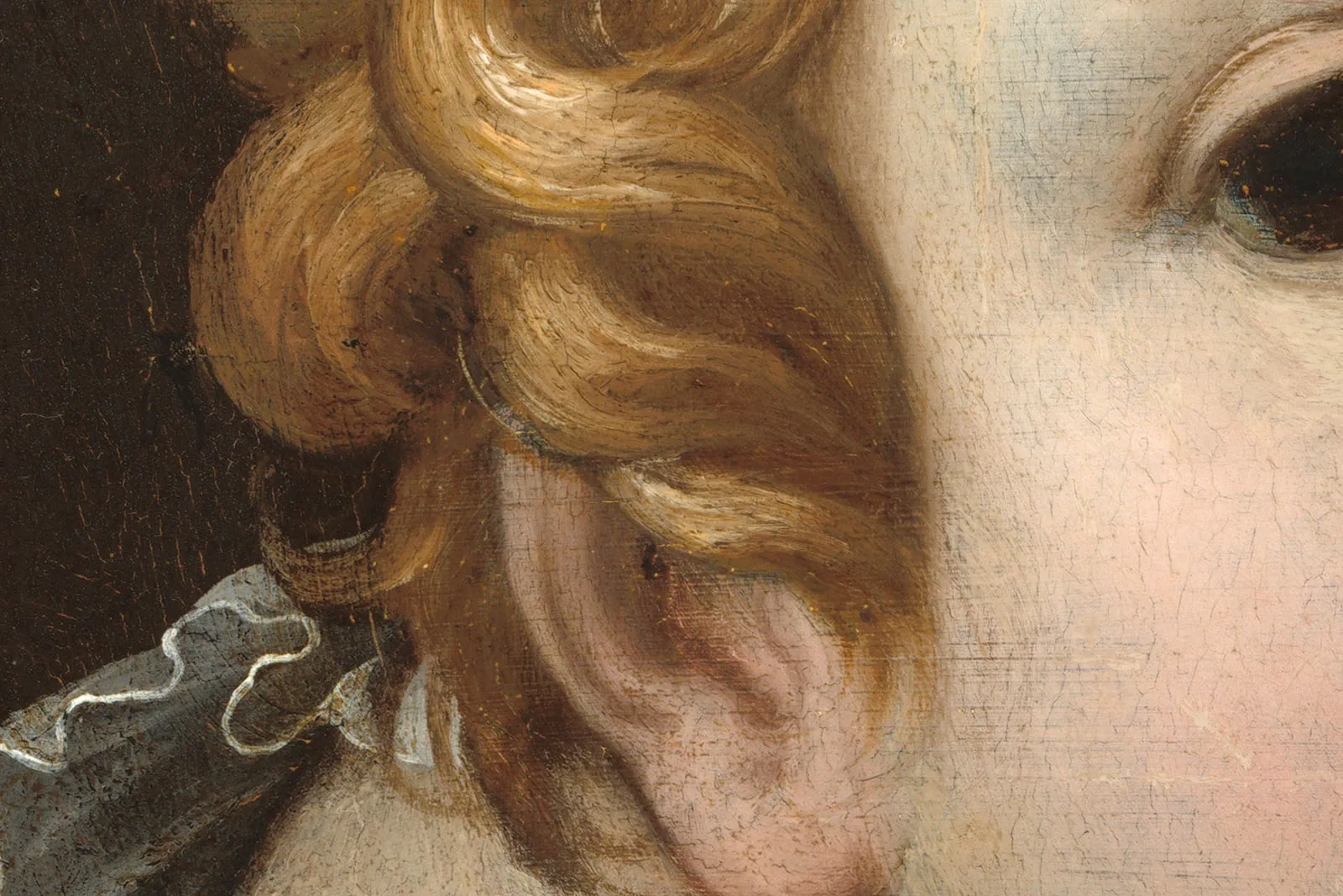 布龙齐诺油画肖像作品《一位年轻女子和她的小男孩》超高清大图局部 (13)