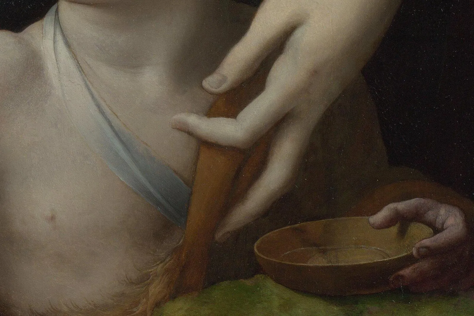 布龙齐诺矫饰主义油画作品《圣母圣子与施洗者圣约翰、圣伊丽莎白》局部 (5)