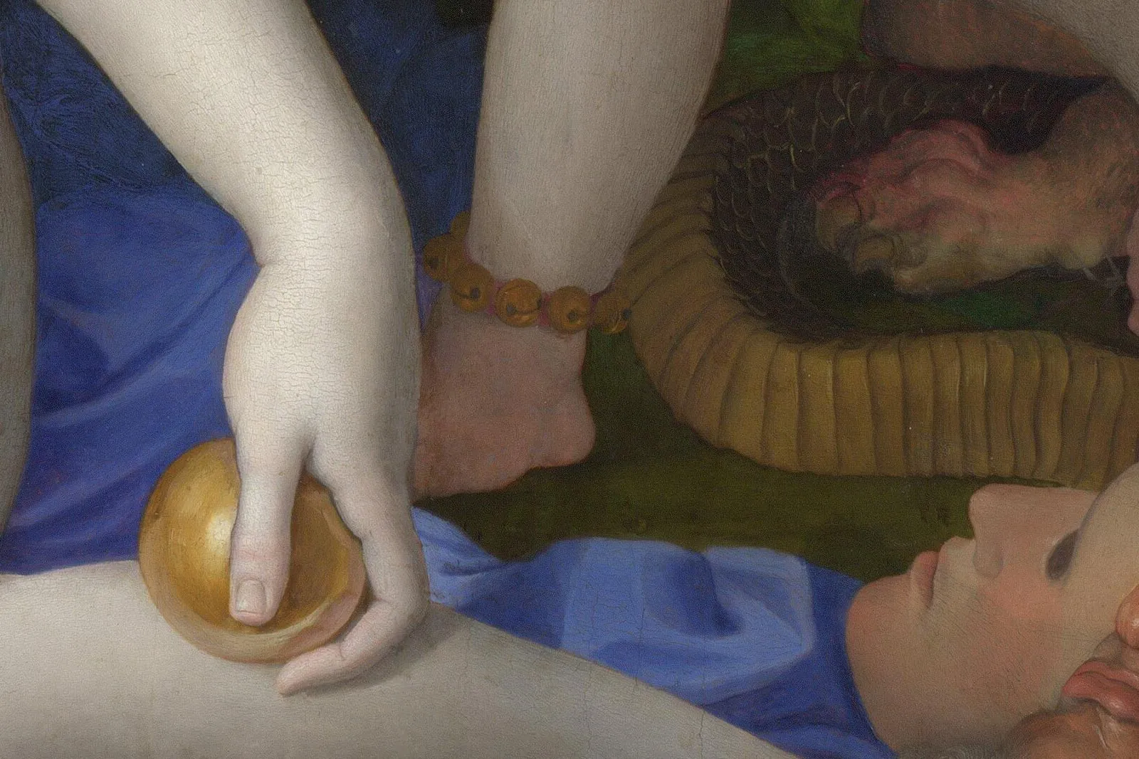 布龙齐诺矫饰主义油画作品《维纳斯与丘比特的寓言》局部 (3)