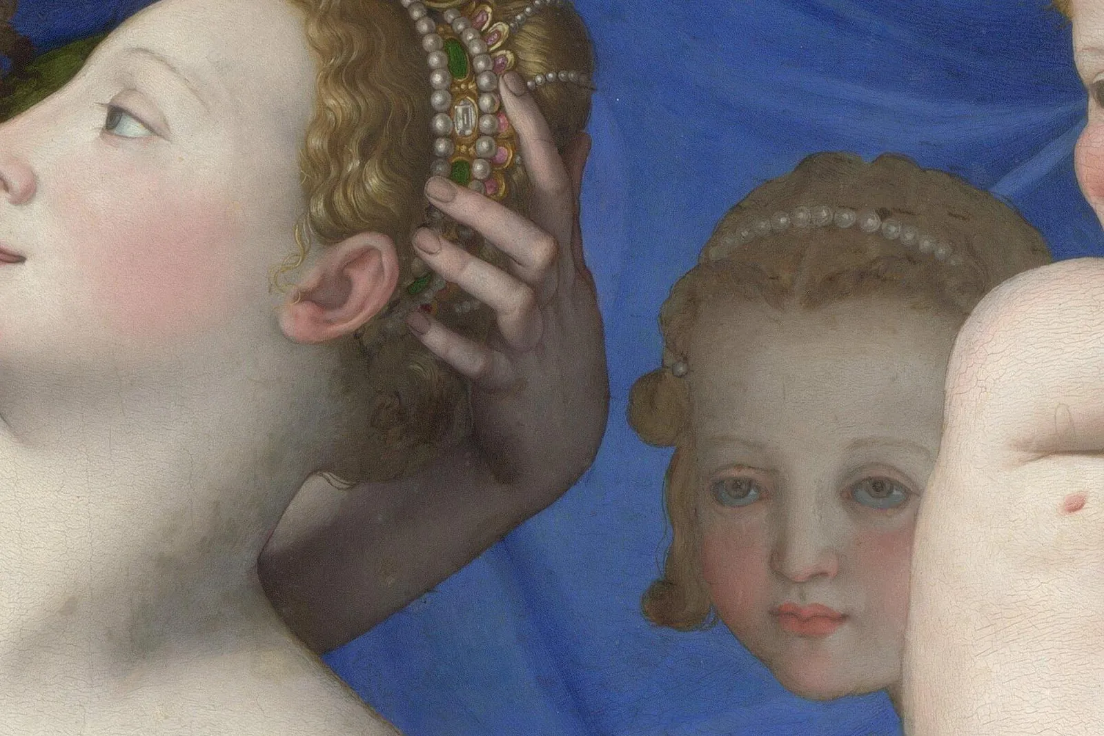 布龙齐诺矫饰主义油画作品《维纳斯与丘比特的寓言》局部 (2)