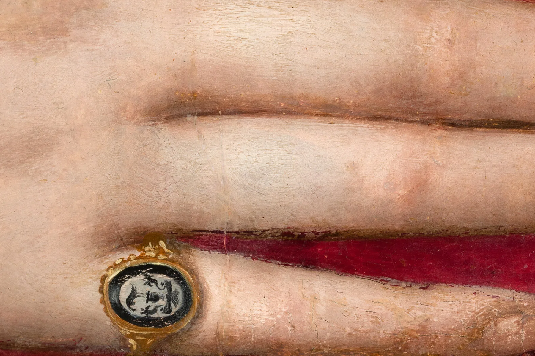 布龙齐诺矫饰主义油画肖像画作品《托莱多的埃莱奥诺拉女士肖像》超高清大图局部细节 (14)