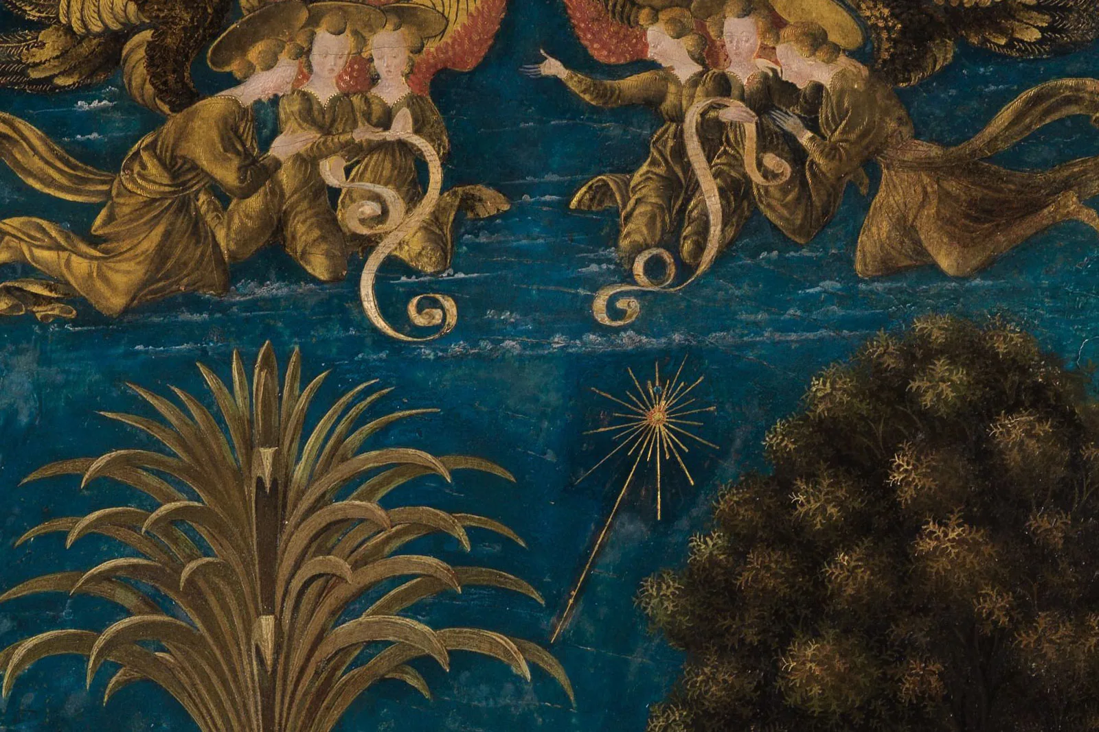 保罗·乌切洛《圣婴朝拜与圣杰罗姆、圣抹大拉的马利亚及圣尤斯塔斯》局部 (1)