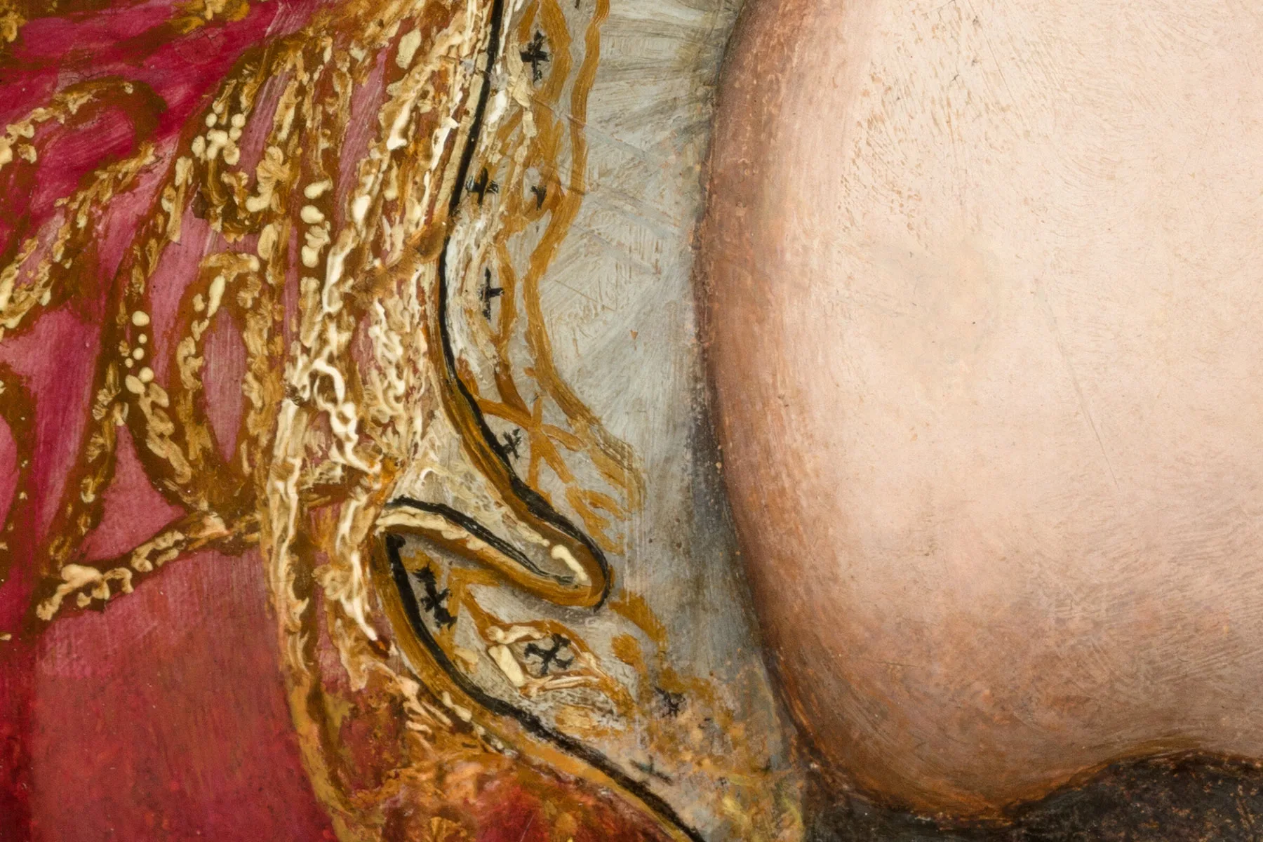 布龙齐诺矫饰主义油画肖像画作品《托莱多的埃莱奥诺拉女士肖像》超高清大图局部细节 (12)