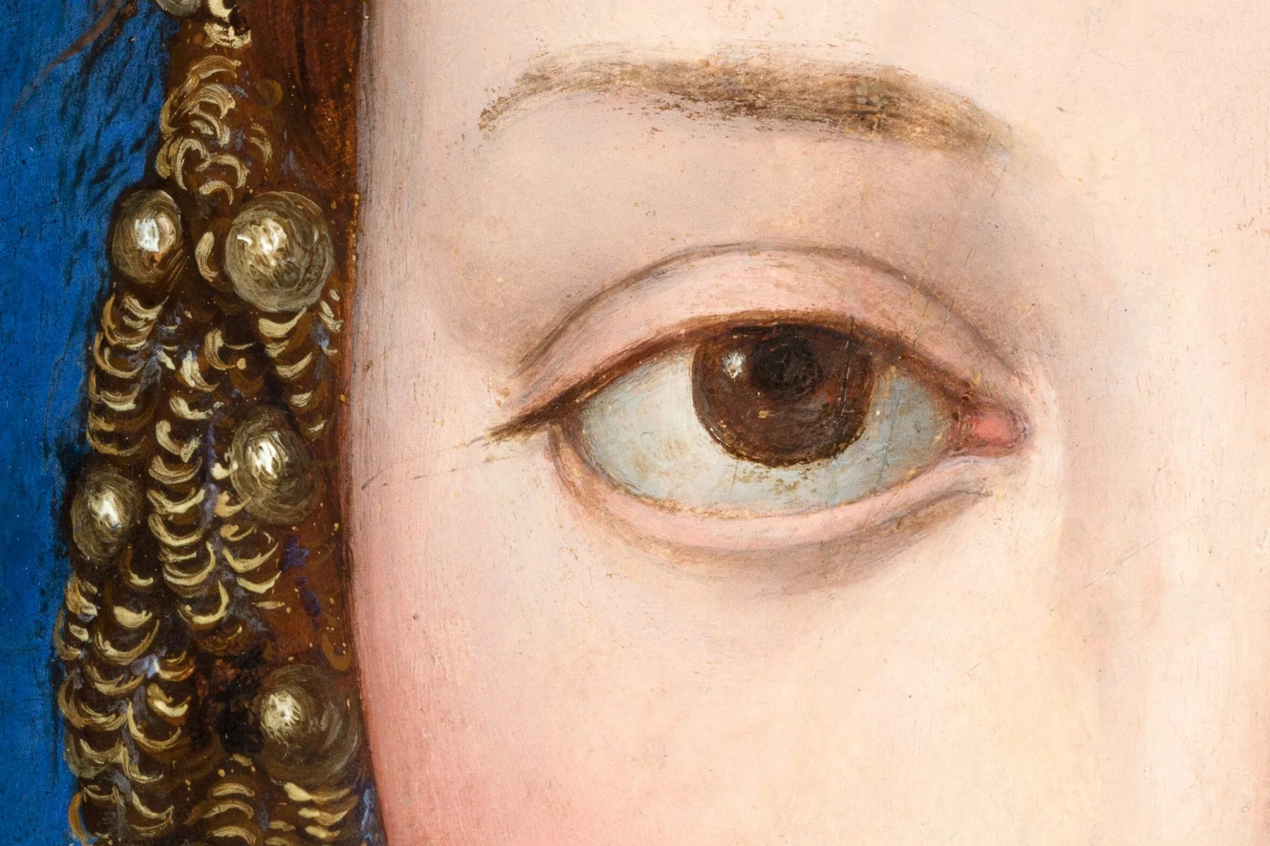 布龙齐诺矫饰主义油画肖像画作品《托莱多的埃莱奥诺拉女士肖像》超高清大图局部细节 (1)