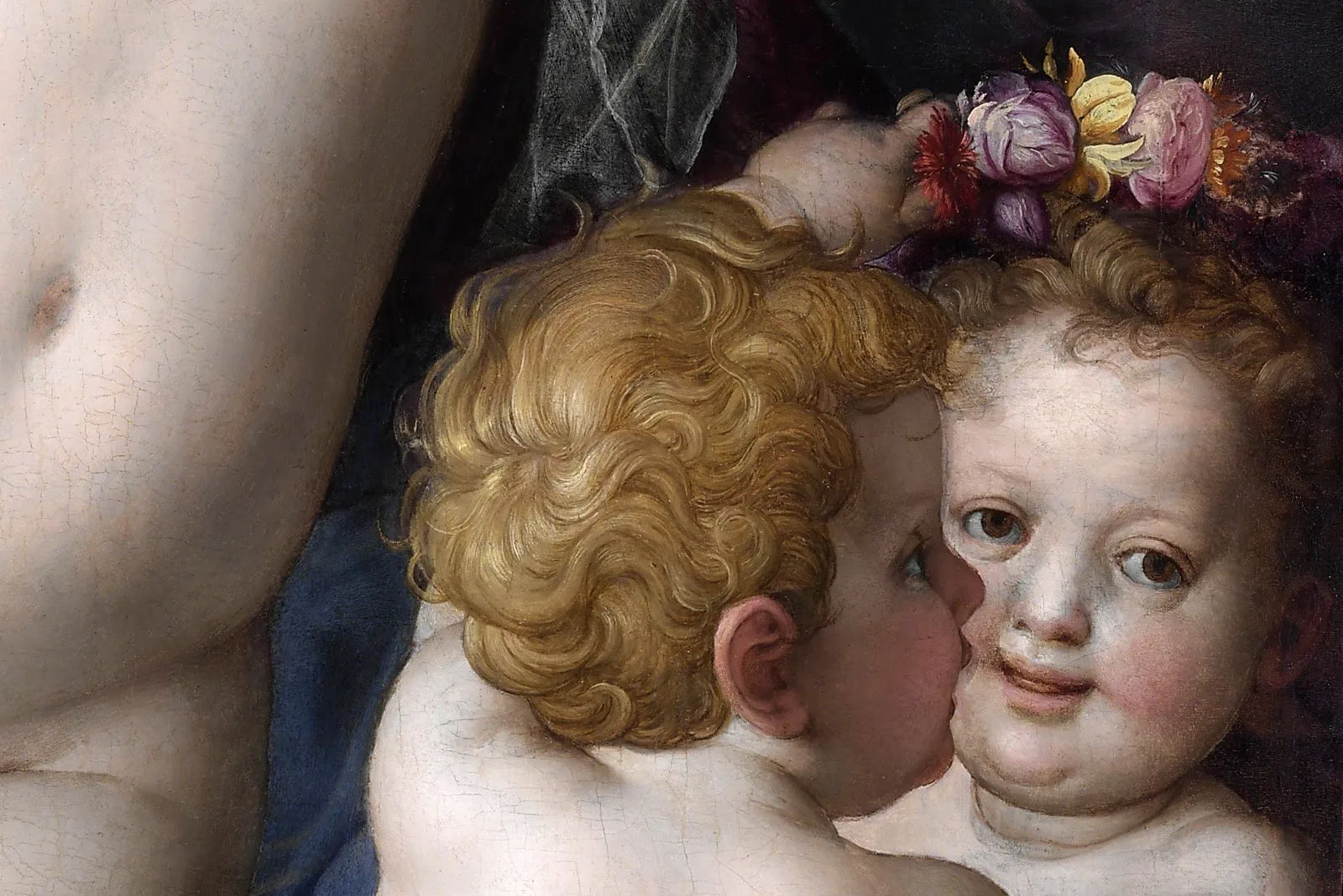 阿尼奥洛·布龙齐诺矫饰主义油画作品《维纳斯、丘比特与嫉妒》局部 (3)