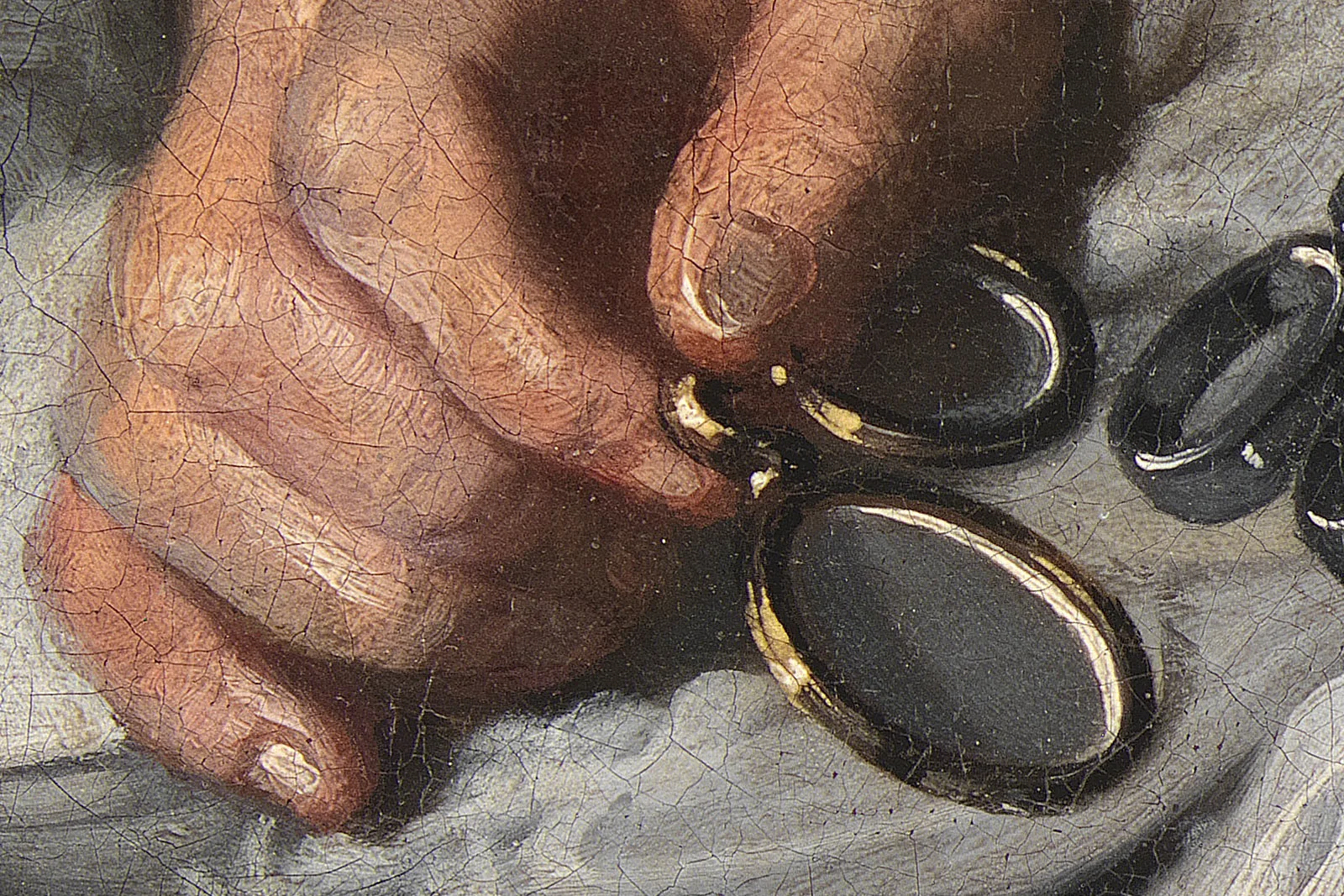 卡雷尔·范·曼德油画人物《艺术家和他的家人》超高清大图局部 (11)