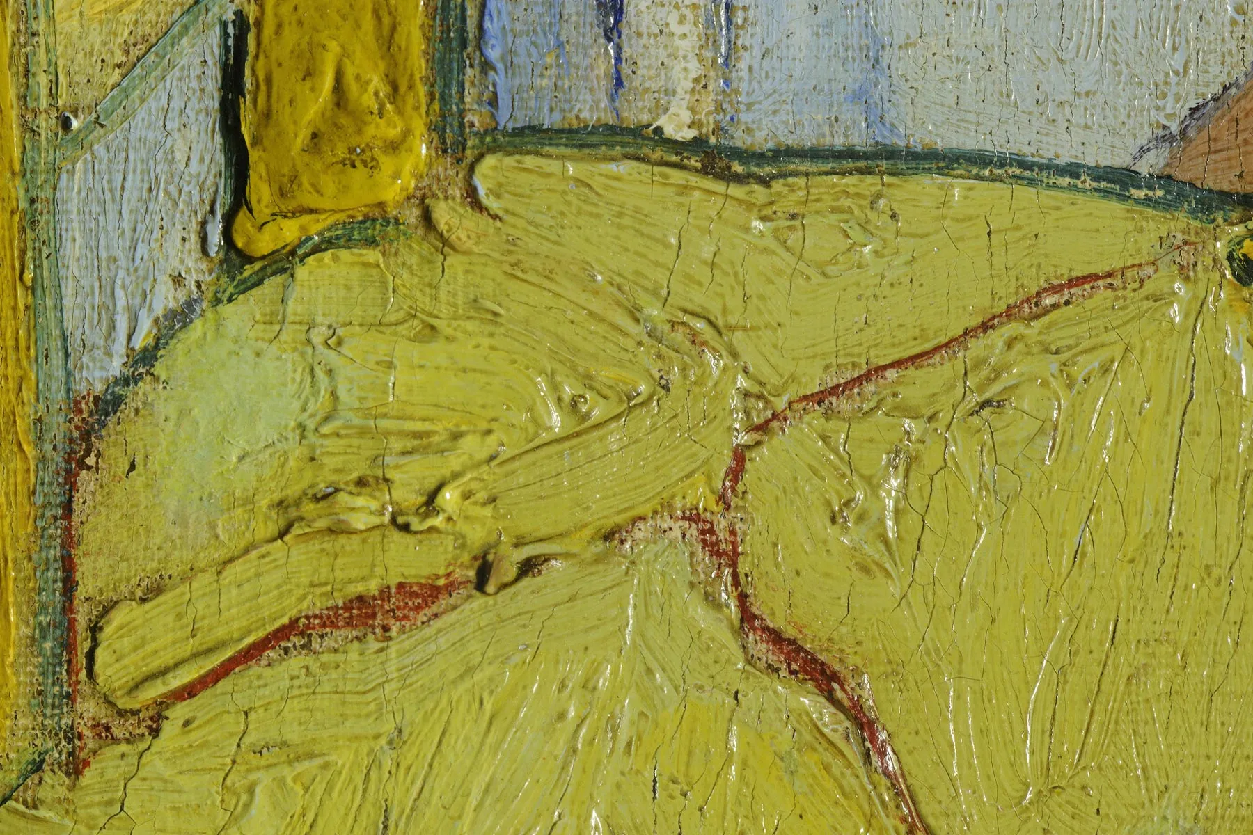 梵高《在阿尔勒的卧室》第一版超高清大图局部 (7)