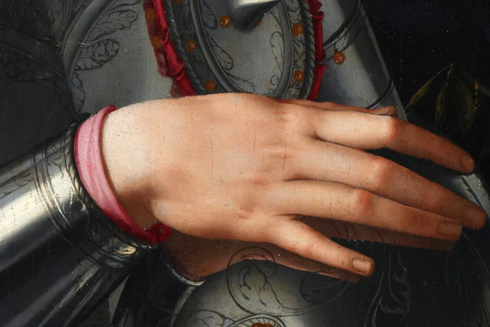 布龙齐诺肖像画作品《身着盔甲的科西莫一世·德·美第奇肖像》局部 (2)