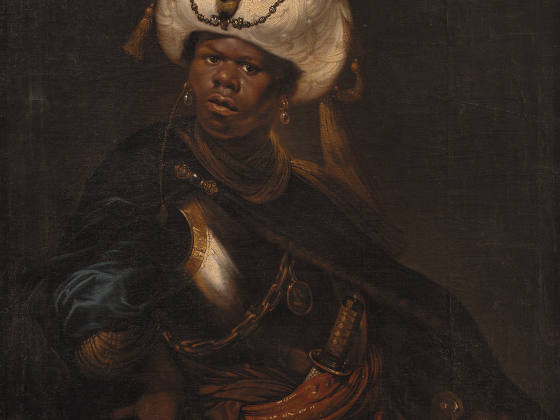 卡雷尔·范·曼德三世油画《一个头戴头巾身穿盔甲的男人肖像》