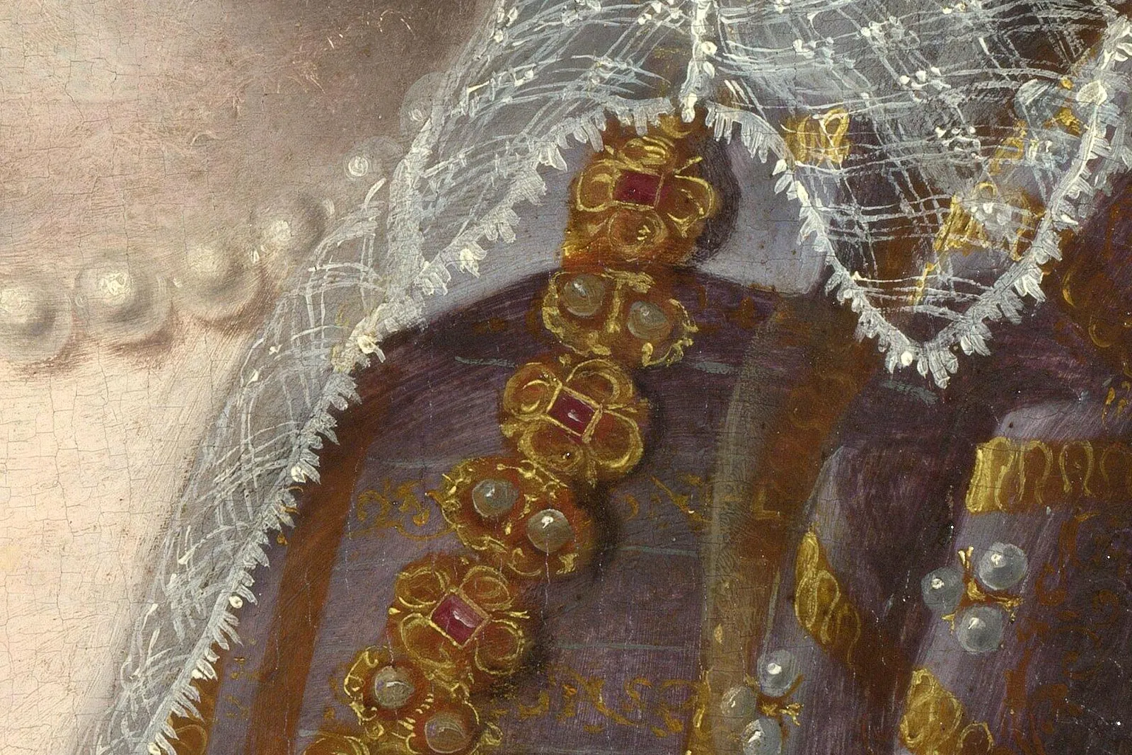 样式主义肖像画作品《一位女士的肖像》局部 (4)