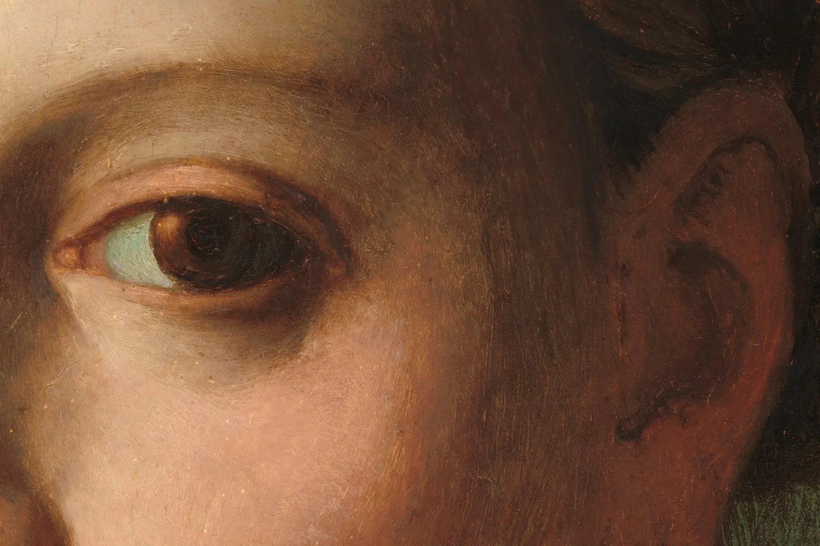 布龙齐诺油画肖像作品《一位年轻女子和她的小男孩》超高清大图局部 (2)