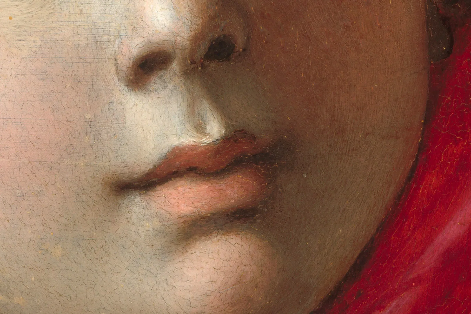 布龙齐诺油画肖像作品《一位年轻女子和她的小男孩》超高清大图局部 (12)