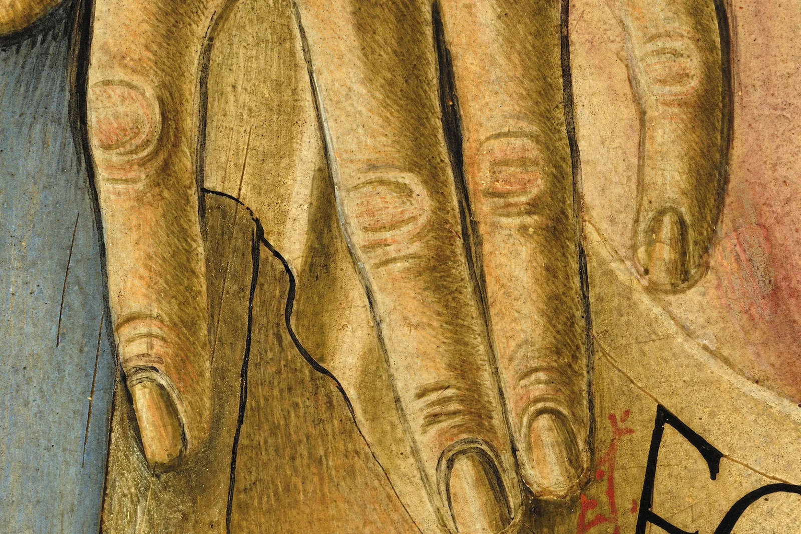 韦罗基奥工作室、达芬奇《基督受洗》超高清大图局部-(17)