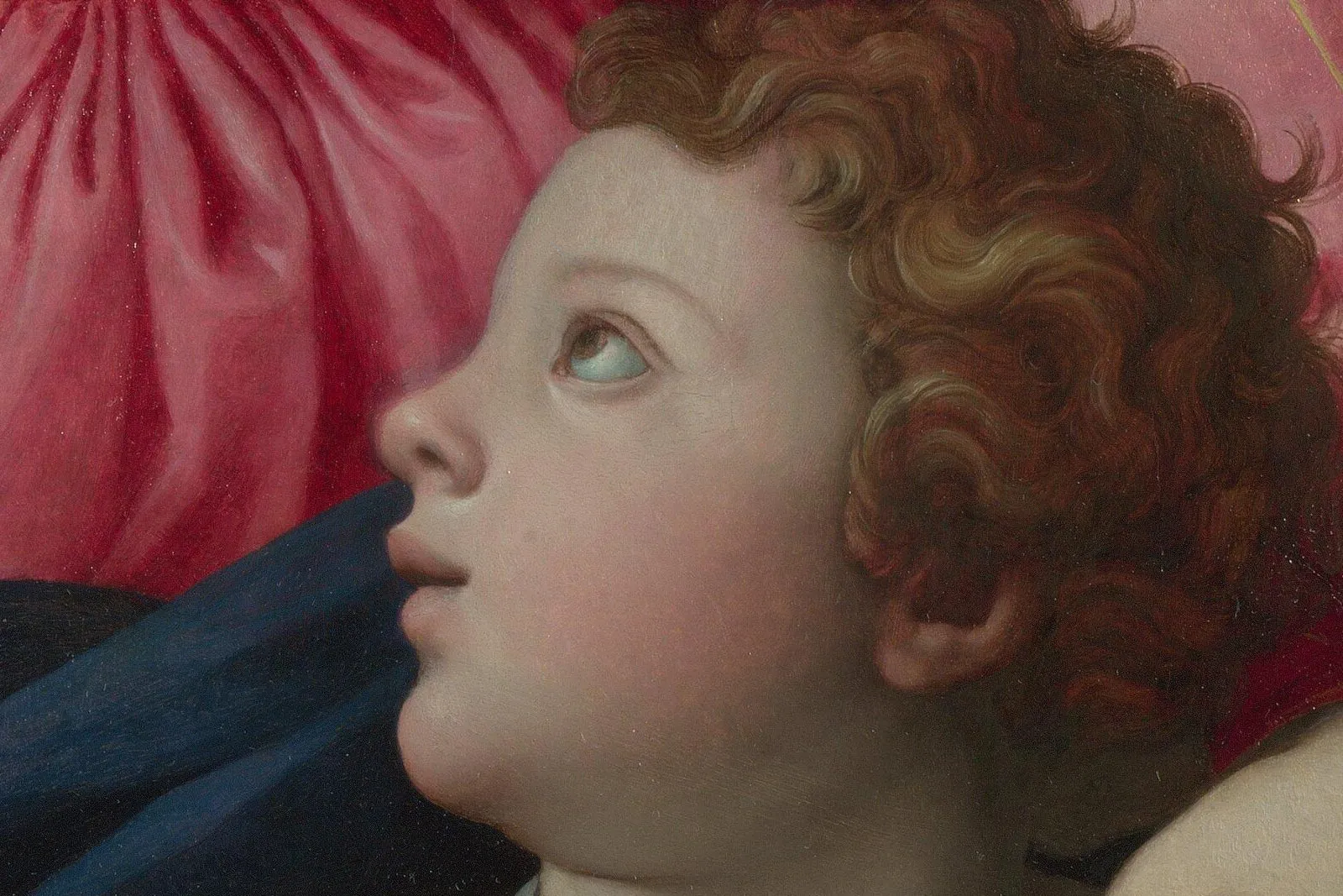 布龙齐诺矫饰主义油画作品《圣母圣子与施洗者圣约翰、圣伊丽莎白》局部 (4)