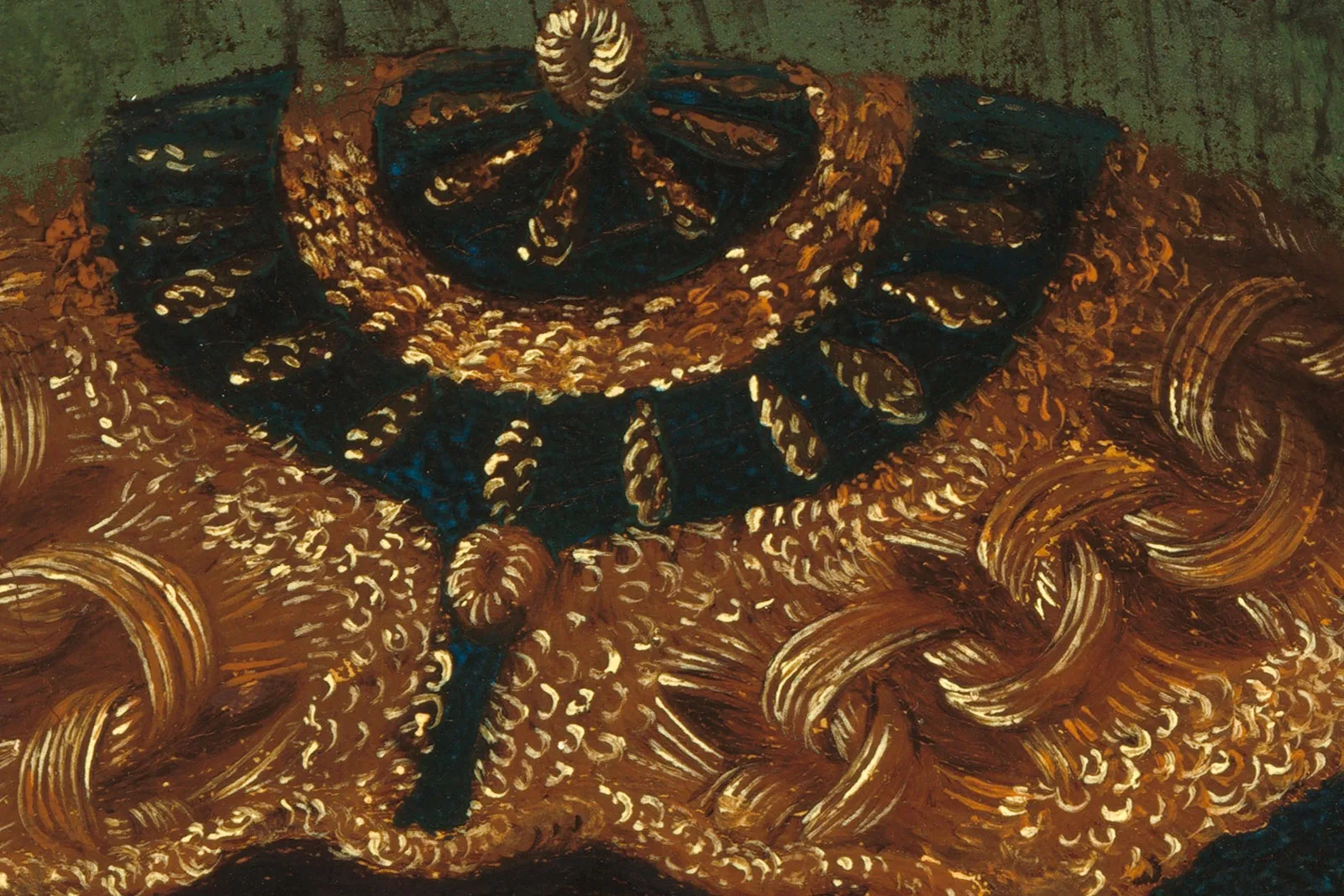 布龙齐诺油画肖像作品《一位年轻女子和她的小男孩》超高清大图局部 (5)