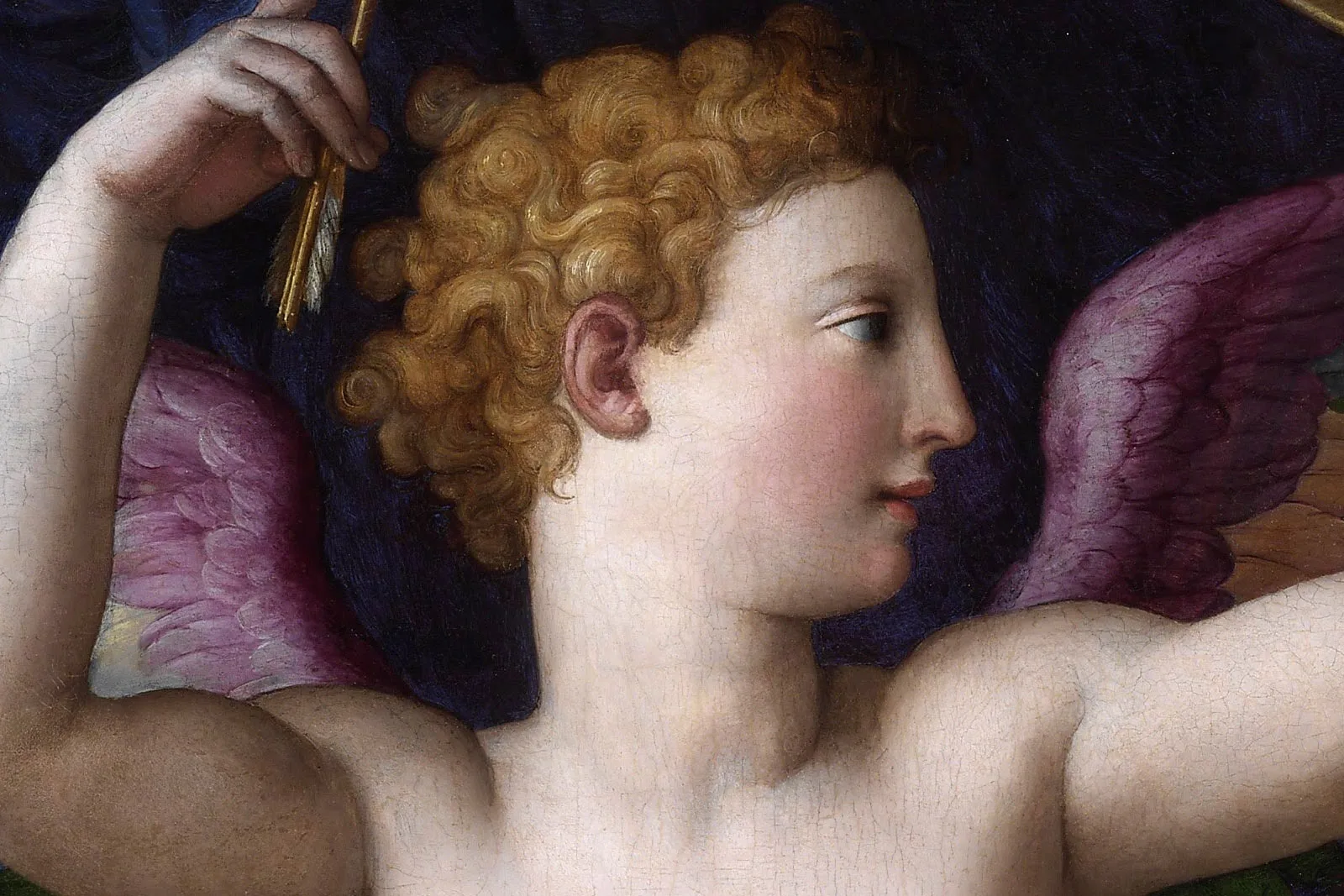 阿尼奥洛·布龙齐诺矫饰主义油画作品《维纳斯、丘比特与嫉妒》局部 (2)