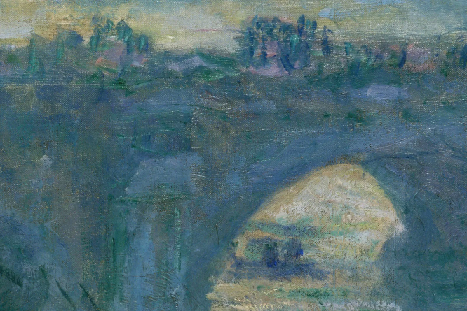 印象派莫奈油画《滑铁卢桥,阴霾天色》局部 (1)
