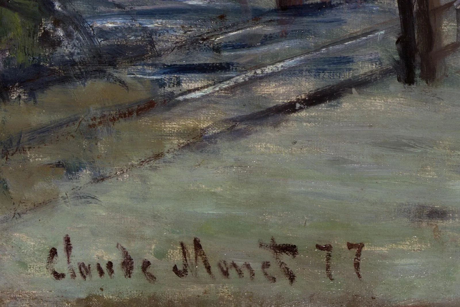 印象派克劳德·莫奈油画《诺曼底列车抵达圣拉扎尔车站》局部 (5)